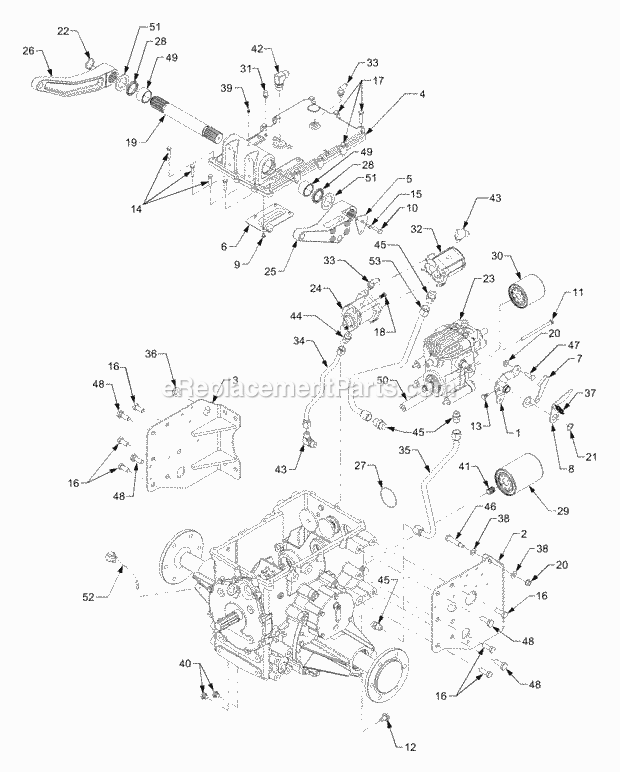 Transmission 4wd Diagram and Parts List for 7284 54AD74H-710, 54AT74H-710 Cub Cadet Lawn Tractor
